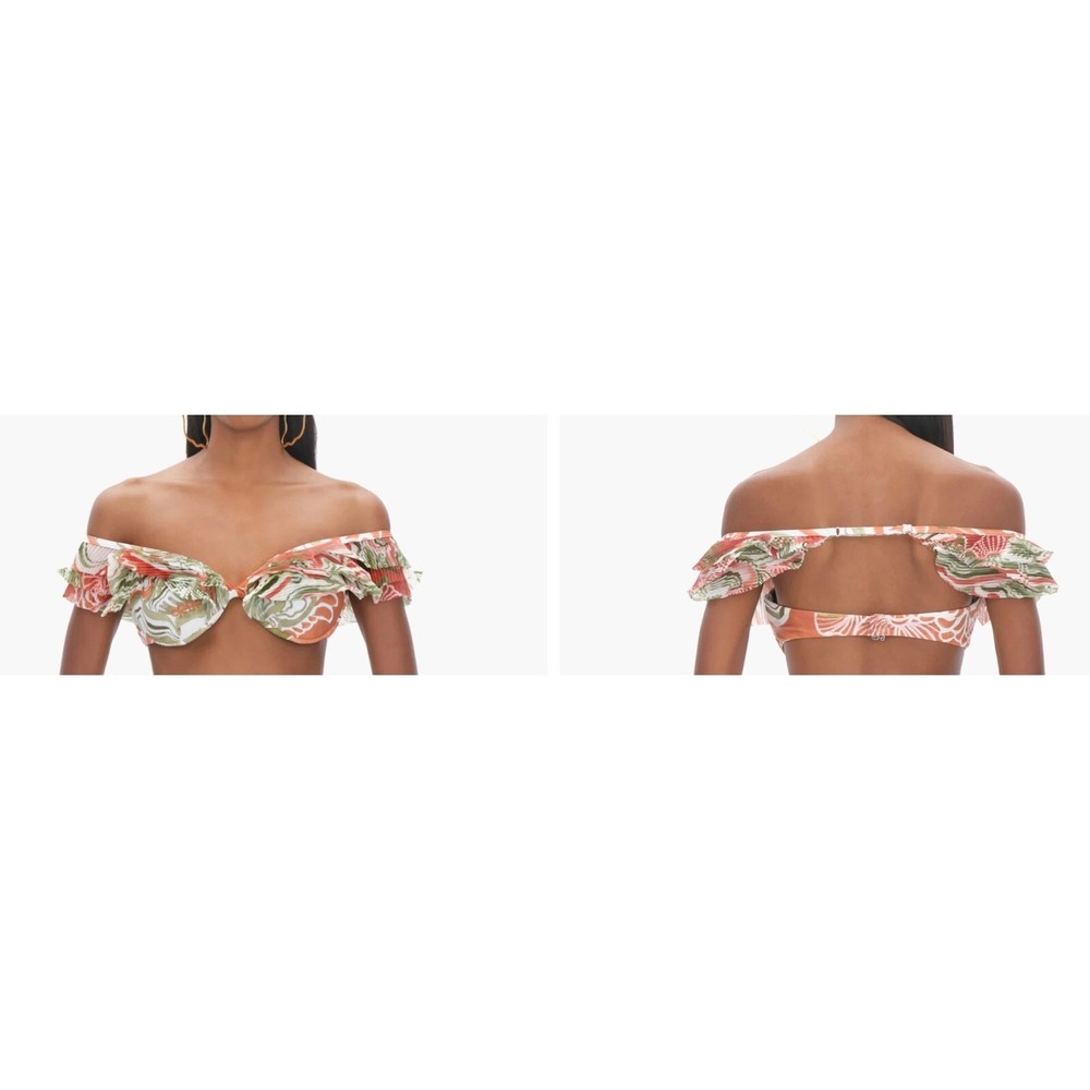 Andrea Iyamah NEW Salama Ruffled BikiniTop Mushroom Abstract Size Large